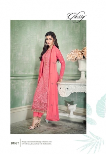 GLOSSY PRESENT INARA 18027-18031 SERIES GEORGETTE FANCY DRESS MATERIAL CATALOGUE WHOLESALE DEALER BEST RATE BY GOS (60)