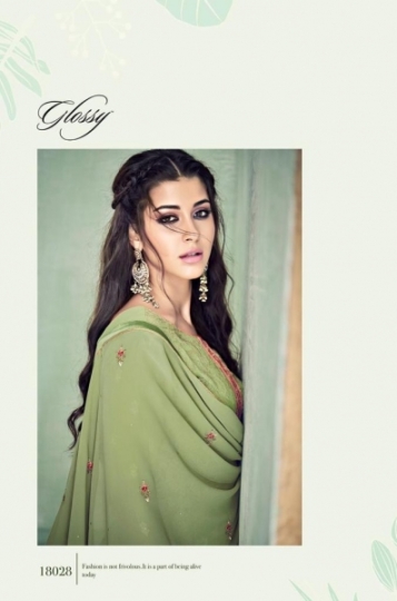 GLOSSY PRESENT INARA 18027-18031 SERIES GEORGETTE FANCY DRESS MATERIAL CATALOGUE WHOLESALE DEALER BEST RATE BY GOS (62)