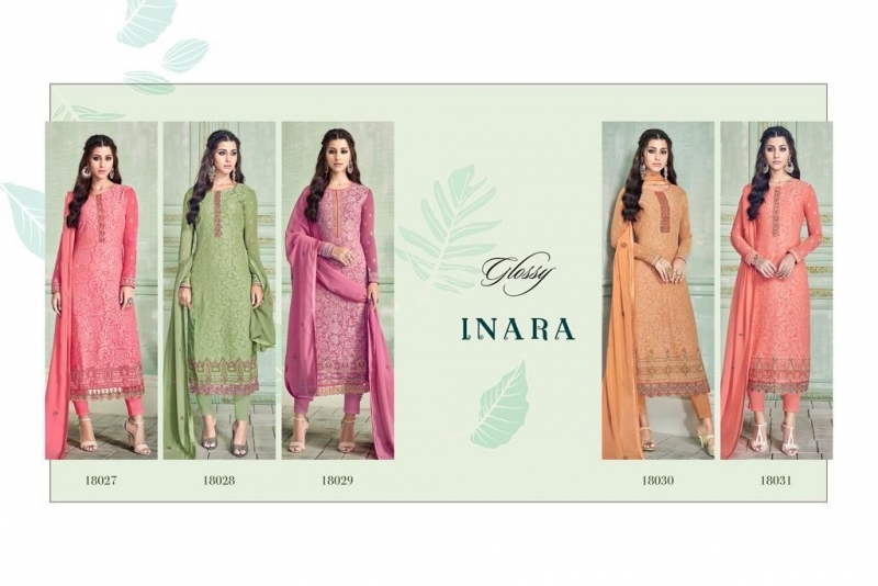 GLOSSY PRESENT INARA 18027-18031 SERIES GEORGETTE FANCY DRESS MATERIAL CATALOGUE WHOLESALE DEALER BEST RATE BY GOSIY (1)