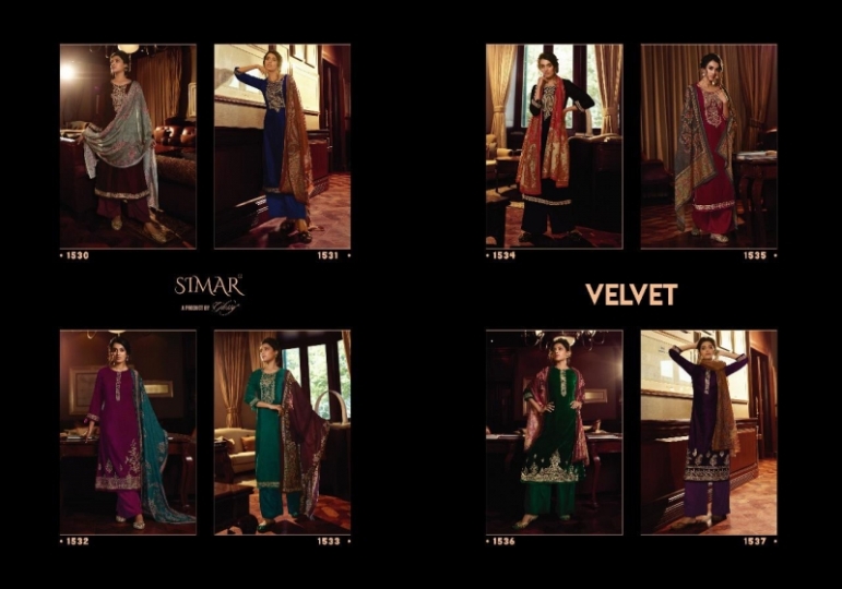 GLOSSY SIMAR VELVET EMBROIDERY SALWAR KAMEEZ  (15)