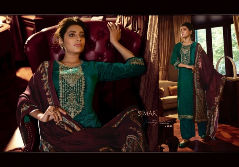 GLOSSY SIMAR VELVET EMBROIDERY SALWAR KAMEEZ  (3)