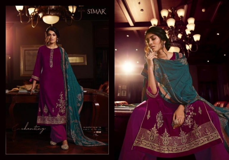 GLOSSY SIMAR VELVET EMBROIDERY SALWAR KAMEEZ  (6)