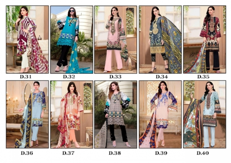 GUL AHMED VOL 4 LAWN FABRIC DRESS MATERIAL WHOLESALE RATE BEST RATE BY GOSIYA EXPORTS SURAT (14)
