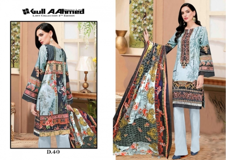 GUL AHMED VOL 4 LAWN FABRIC DRESS MATERIAL WHOLESALE RATE BEST RATE BY GOSIYA EXPORTS SURAT (2)