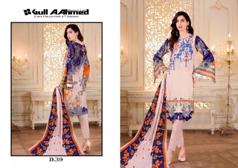 GUL AHMED VOL 4 LAWN FABRIC DRESS MATERIAL WHOLESALE RATE BEST RATE BY GOSIYA EXPORTS SURAT (3)
