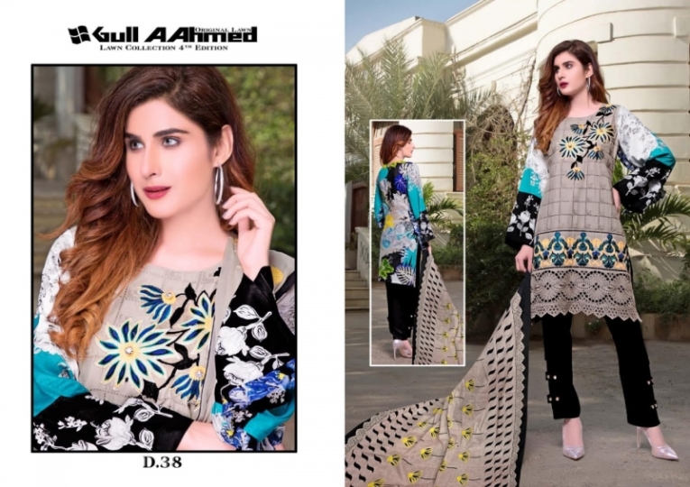 GUL AHMED VOL 4 LAWN FABRIC DRESS MATERIAL WHOLESALE RATE BEST RATE BY GOSIYA EXPORTS SURAT (4)