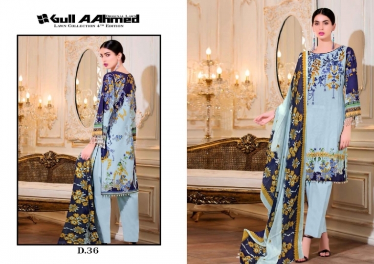 GUL AHMED VOL 4 LAWN FABRIC DRESS MATERIAL WHOLESALE RATE BEST RATE BY GOSIYA EXPORTS SURAT (7)
