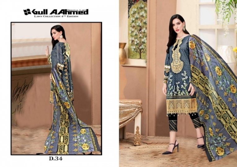 GUL AHMED VOL 4 LAWN FABRIC DRESS MATERIAL WHOLESALE RATE BEST RATE BY GOSIYA EXPORTS SURAT (9)