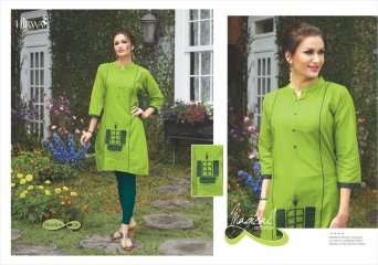 HIRWA SHADES COTTON SLUB PARTY WEAR KURTIS WHOLESALE BEST RATE BY GOSIYA EXPORTS SURAT (1)