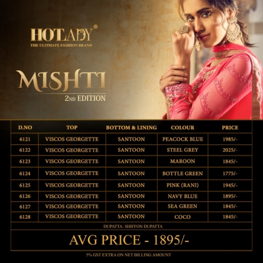 HOTLADY PRESENTS MISHTI 2 EDITION VISCOCE GEORGETTE FABRIC TRADITIONAL WEAR DRESS MATERIAL WHOLESALE DEALER BEST RATE BY (9)