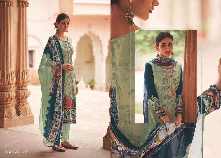 HOUSE OF LAWN MANNAT JAM SATIN WITH EMBROIDERY WORK KARACHI SUIT WHOLESALE DEALER BEST RATE BY GOSIYA EXPORTS SURAT (5)