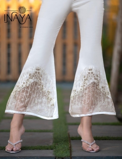   INAYA BY LIBAS STUDIOS PRESENTS DESIGNER BELL PANTS PURE COTTON FABRIC PANT WHOLESALE DEALER BEST RATE BY GOSIYA EXPORTS SURAT (1)