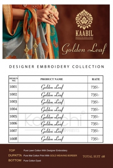 KAABIL GOLDEN LEAF PURE LAWN FABRIC WITH EMBROIDERY WORK (13)
