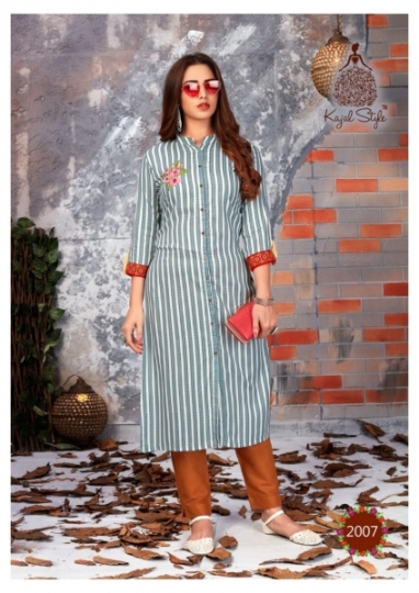 KAJAL STYLE FASHION LABEL VOL 2 RAYON FABRIC DESIGNER KURTI WITH PLAZZO WHOLESALE DEALER BEST RATE BY GOSIYA EXPORTS SURAT (3)