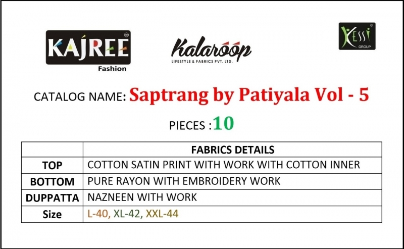 KAJREE FASHION BY KALAROOP SAPTRANG BY PATIYALA VOL 5 COTTON SATIN FABRIC SALWAR SUIT WHOLESALE DEALER BEST RATE BY GOSIYA EX (18)