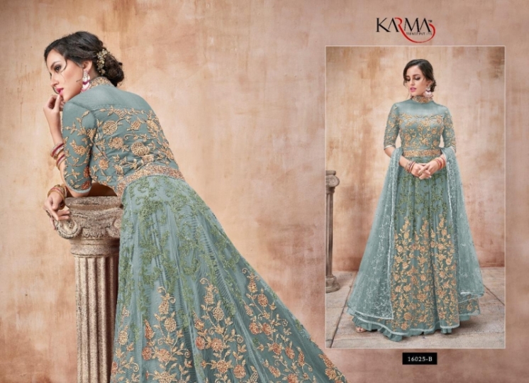 KARMA 16025 COLOURS DESIGNER HEAVY GOWN COLLECTION WHOLESELLER DEALER BEST RATE BY GOSIYA EXPORTS SURAT (1)