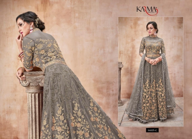 KARMA 16025 COLOURS DESIGNER HEAVY GOWN COLLECTION WHOLESELLER DEALER BEST RATE BY GOSIYA EXPORTS SURAT (3)