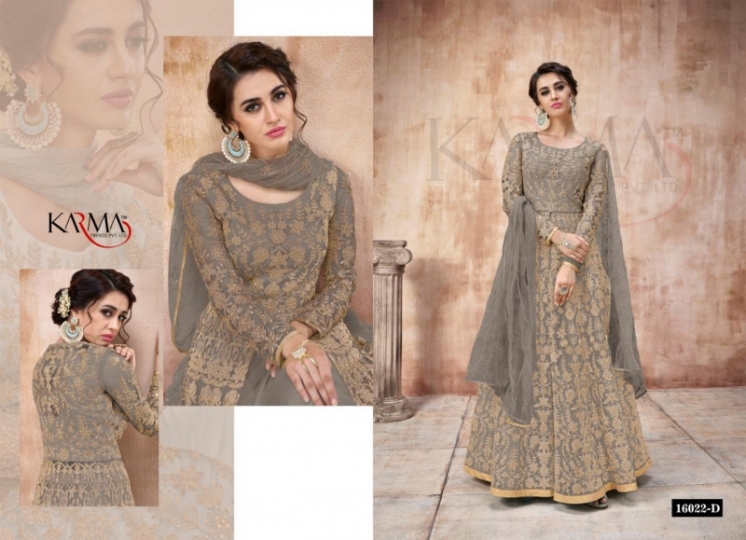 KARMA PRESENT 16022 COLOUR PLUS NET EMBROIDERED ANARKALI SUIT COLLECTION WHOLESALE DEALER BEST RATE BY GOSIYA EXPORTS SURAT (2)