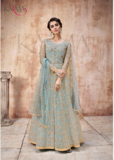 KARMA PRESENT 16022 COLOUR PLUS NET EMBROIDERED ANARKALI SUIT COLLECTION WHOLESALE DEALER BEST RATE BY GOSIYA EXPORTS SURAT (5)