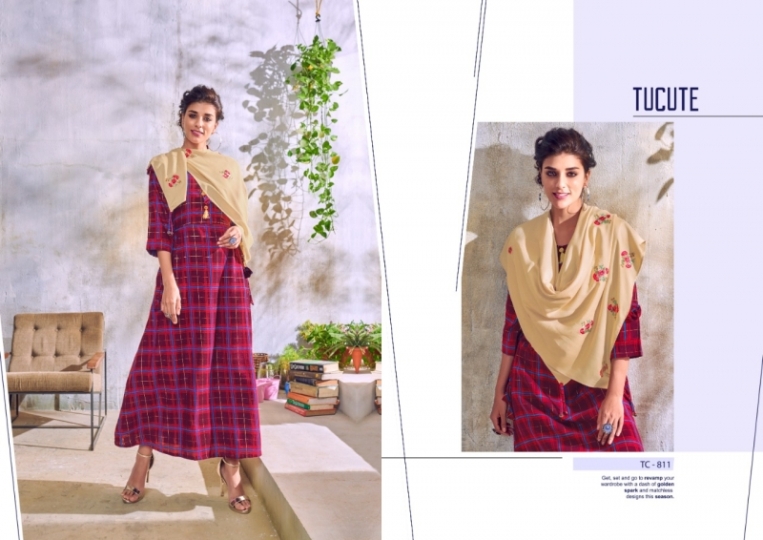 KARMA TUCUTE 810-815 SERIES HANDLOOM TOP WITH RAYON SCARF COLLECTION WHOLESALE DEALER BEST RATE BY GOSIYA EXPORTS SURAT (5)