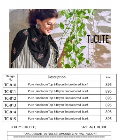 KARMA TUCUTE 810-815 SERIES HANDLOOM TOP WITH RAYON SCARF COLLECTION WHOLESALE DEALER BEST RATE BY GOSIYA EXPORTS SURAT (8)