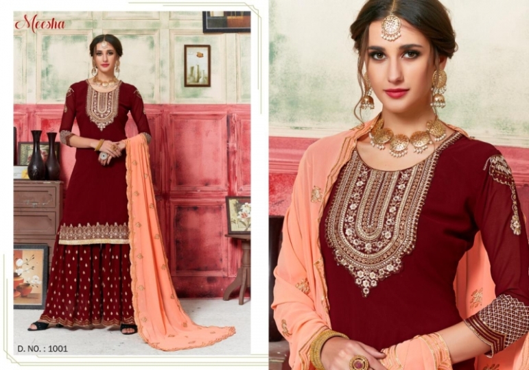 KESARI EXPORT MEESHA VOL 1 GEORGETTE SHARARA SUITS CATALOGUE WHOLESALE DEALER BEST RATE BY GOSIYA EXPORTS SURAT (4)