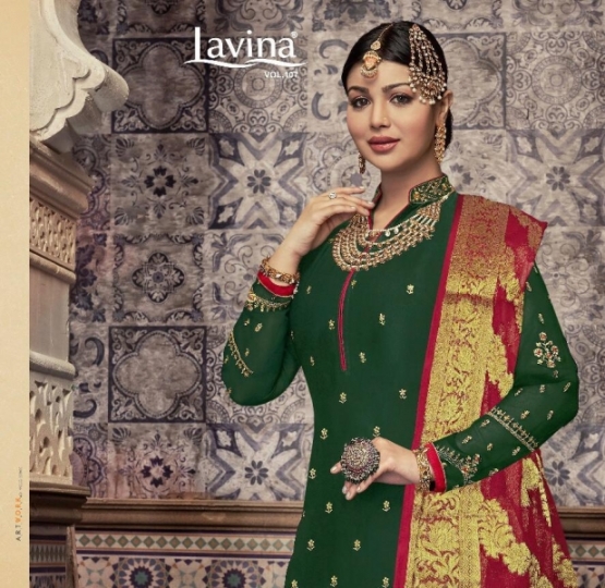 LAVINA VOL.107 FESTIVE WEAR HEAVY WORK DRESS MATERIAL  (1)