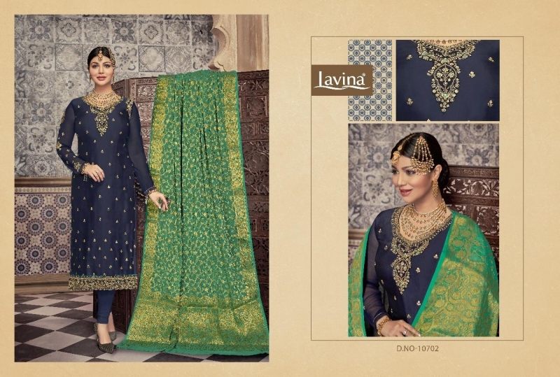 LAVINA VOL.107 FESTIVE WEAR HEAVY WORK DRESS MATERIAL  (3)