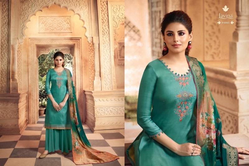 LAVINA VOL 94 TUSSAR SILK FABRIC HEAVY WORK SALWAR SUIT WHOLESALE DEALER BEST RATE BY GOSIYA EXPORTS SURAT (6)