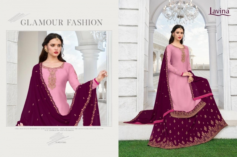 LAVINA VOL-97 NX 97001-97005 SERIES GEORGETTE DESIGNER SHARARA SUITS COLLECTION WHOLESALE DEALER BEST RATE BY GOSIY (515)