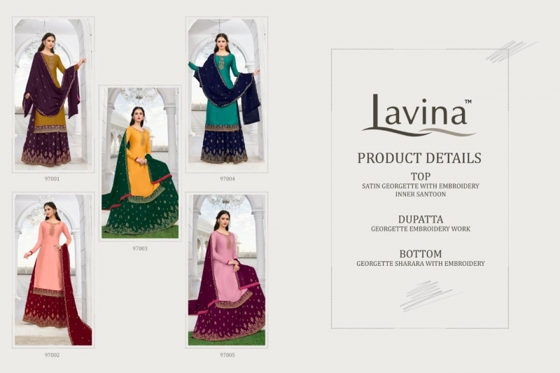 LAVINA VOL-97 NX 97001-97005 SERIES GEORGETTE DESIGNER SHARARA SUITS COLLECTION WHOLESALE DEALER BEST RATE BY GOSIYA  (1)