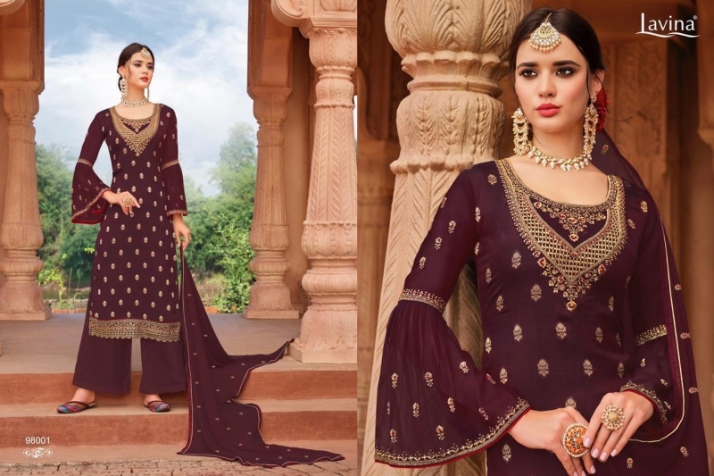 LAVINA VOL-98 98001-98006 SERIES FANCY SILK DESIGNER SUITS COLLECTION WHOLESALE DEALER BEST RATE BY GOSIYA EXPORTS (50)