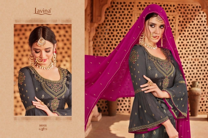 LAVINA VOL-98 98001-98006 SERIES FANCY SILK DESIGNER SUITS COLLECTION WHOLESALE DEALER BEST RATE BY GOSIYA EXPORTS (56)