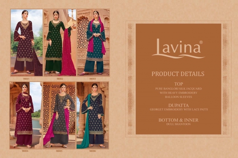 LAVINA VOL-98 98001-98006 SERIES FANCY SILK DESIGNER SUITS COLLECTION WHOLESALE DEALER BEST RATE BY GOSIYA EXPORTS S (1)