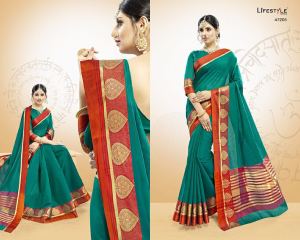 LIFESTYLE BY VATIKA CATALOGUE COTTON WEAVING SILK SAREES WHOLESALE BEST RATE BY GOSIYA EXPORTS SURAT (17)