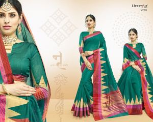 LIFESTYLE BY VATIKA CATALOGUE COTTON WEAVING SILK SAREES WHOLESALE BEST RATE BY GOSIYA EXPORTS SURAT (23)