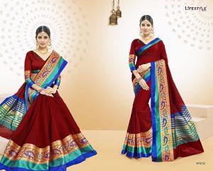 LIFESTYLE BY VATIKA CATALOGUE COTTON WEAVING SILK SAREES WHOLESALE BEST RATE BY GOSIYA EXPORTS SURAT (24)