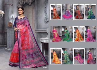 LIFESTYLE KATHA COTTON VOL 10 COTTON PRINT SAREE BUY ONLINE IN WHOLESALE BEST RATE BY GOSIYA EXPORTS (8)