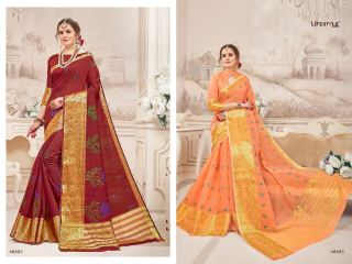 LIFESTYLE PANGHAT CATALOGUE SILKS WEAVING PARTY WEAR WORK SAREES BEST RATE BY GOSIYA EXPORTS SURAT SUPPLIER (2)