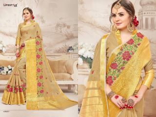 LIFESTYLE PANGHAT CATALOGUE SILKS WEAVING PARTY WEAR WORK SAREES BEST RATE BY GOSIYA EXPORTS SURAT SUPPLIER (5)