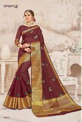 LIFESTYLE PANGHAT CATALOGUE SILKS WEAVING PARTY WEAR WORK SAREES BEST RATE BY GOSIYA EXPORTS SURAT SUPPLIER