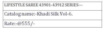 LIFESTYLE SAREE KHADI SILK VOL 6 WHOLESALE RATE AT GOSIYA EXPORTS SURAT WHOLESALE DEALER AND SUPPLAYER SURAT GUJARAT (1)