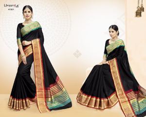 LIFESTYLE VATIKA COTTON WEAVING SAREES PARTY WEAR COLLECTION WHOLESALE DEALER BEST RATE BY GOSIYA EXPORTS SURAT (1)