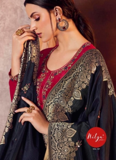LT FABRICS PRESENTS NITYA VOL 147 VISCOCE FABRIC WITH HANDWORK DRESS MATERIA WHOLESALE DEALER BEST RATE BY GOSIAY EXPO (1)