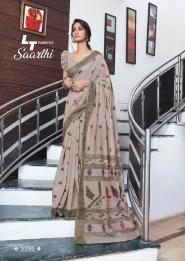 LT FABRICS SAARTHI LINEN COTTON SAREE  (5)