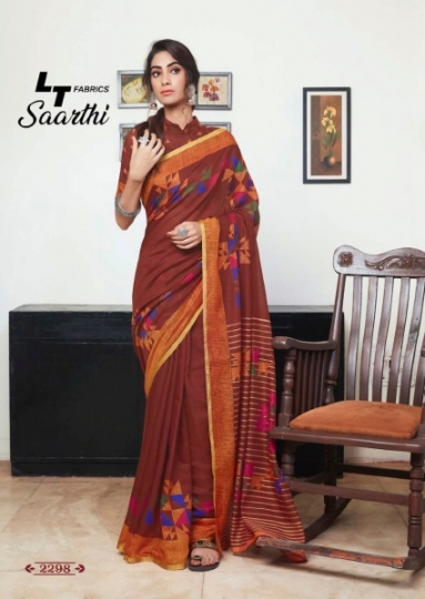 LT FABRICS SAARTHI LINEN COTTON SAREE  (8)