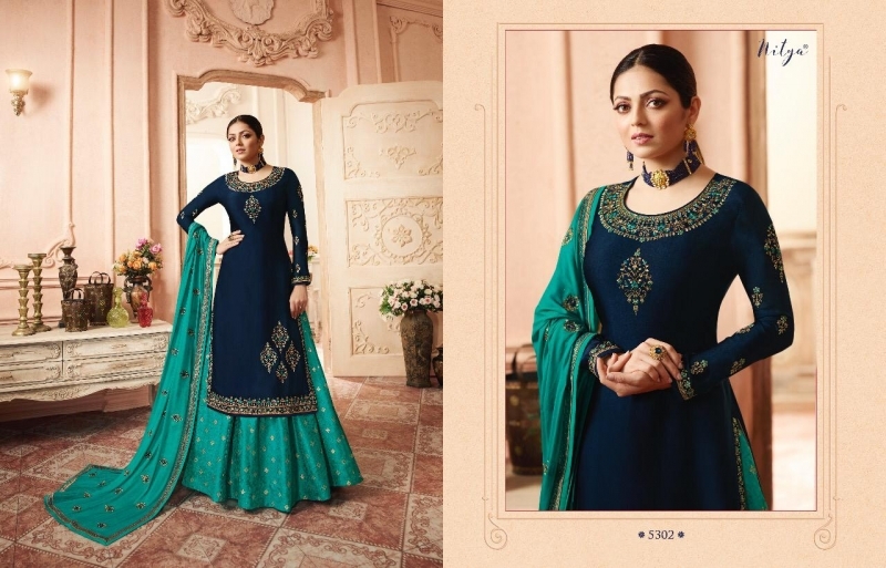 LT NITYA VOL-153 5301-5307 SERIES PARTY WEAR SHARARA SUITS COLLECTION WHOLESALE DEALER BEST RATE BY GOSIYA EXPORTS SURA (50)