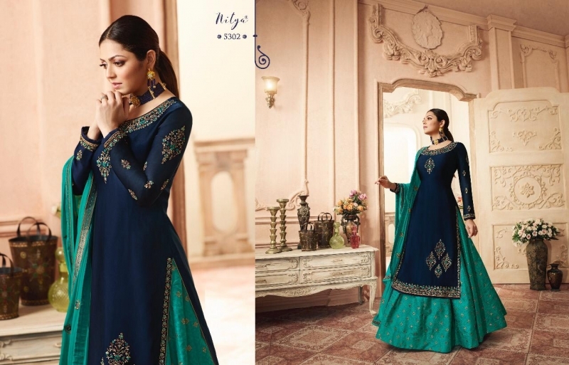 LT NITYA VOL-153 5301-5307 SERIES PARTY WEAR SHARARA SUITS COLLECTION WHOLESALE DEALER BEST RATE BY GOSIYA EXPORTS SURA (51)