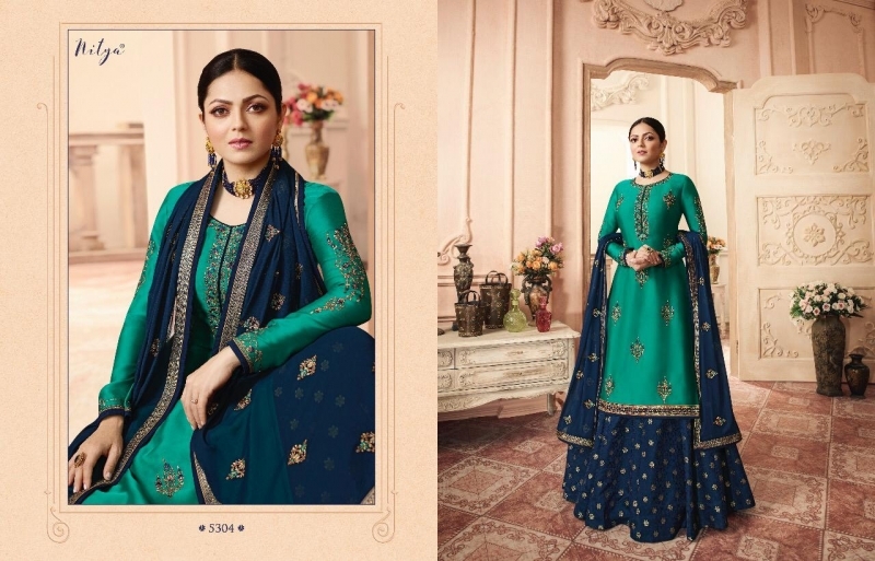 LT NITYA VOL-153 5301-5307 SERIES PARTY WEAR SHARARA SUITS COLLECTION WHOLESALE DEALER BEST RATE BY GOSIYA EXPORTS SURA (54)