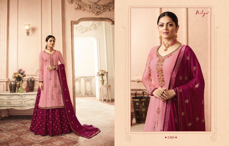 LT NITYA VOL-153 5301-5307 SERIES PARTY WEAR SHARARA SUITS COLLECTION WHOLESALE DEALER BEST RATE BY GOSIYA EXPORTS SURA (56)